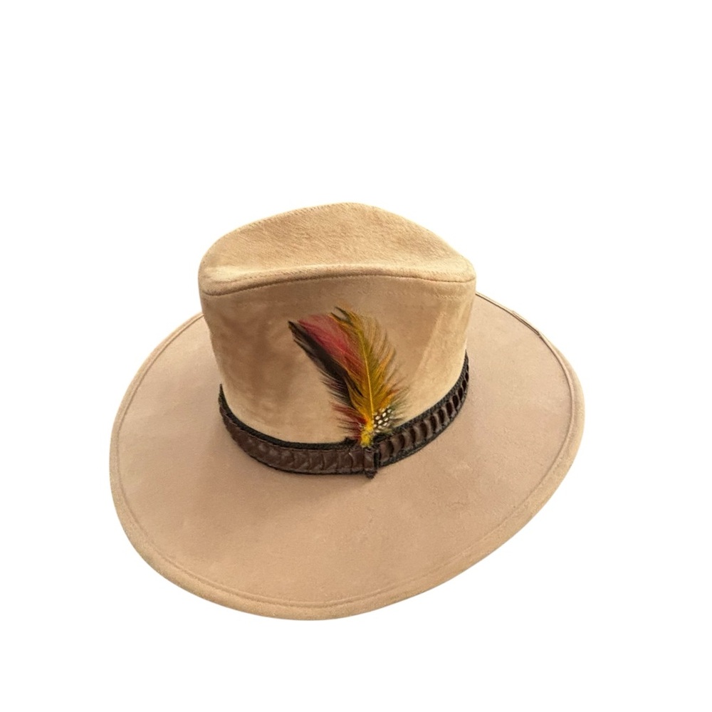 Vintage VTG Stetson Stampede Cowboy Hat Size 6 7/8 Tan Western Cowboy Feather
